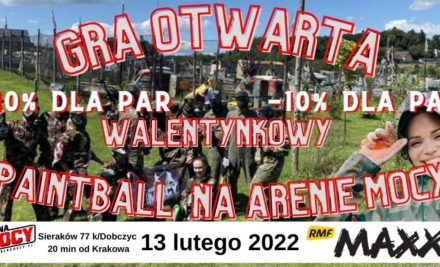 Paintball – Walentynkowa Gra Otwarta 13.02.2022 (niedziela) na Arenie Mocy