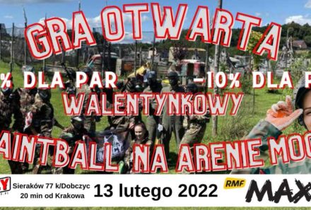 Paintball – Walentynkowa Gra Otwarta 13.02.2022 (niedziela) na Arenie Mocy