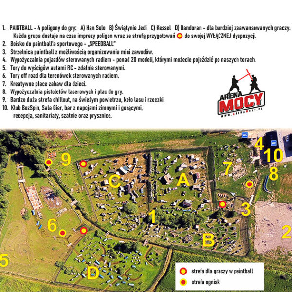 mapa terenu Areny Mocy